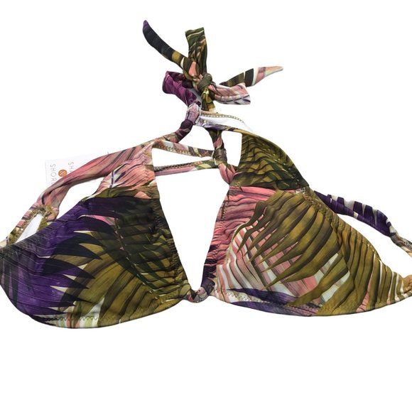 Shade And Shore Women's Sz. Medium 8-10 Tall Triangle Ring Detail Bikini Top New - Picture 1 of 14